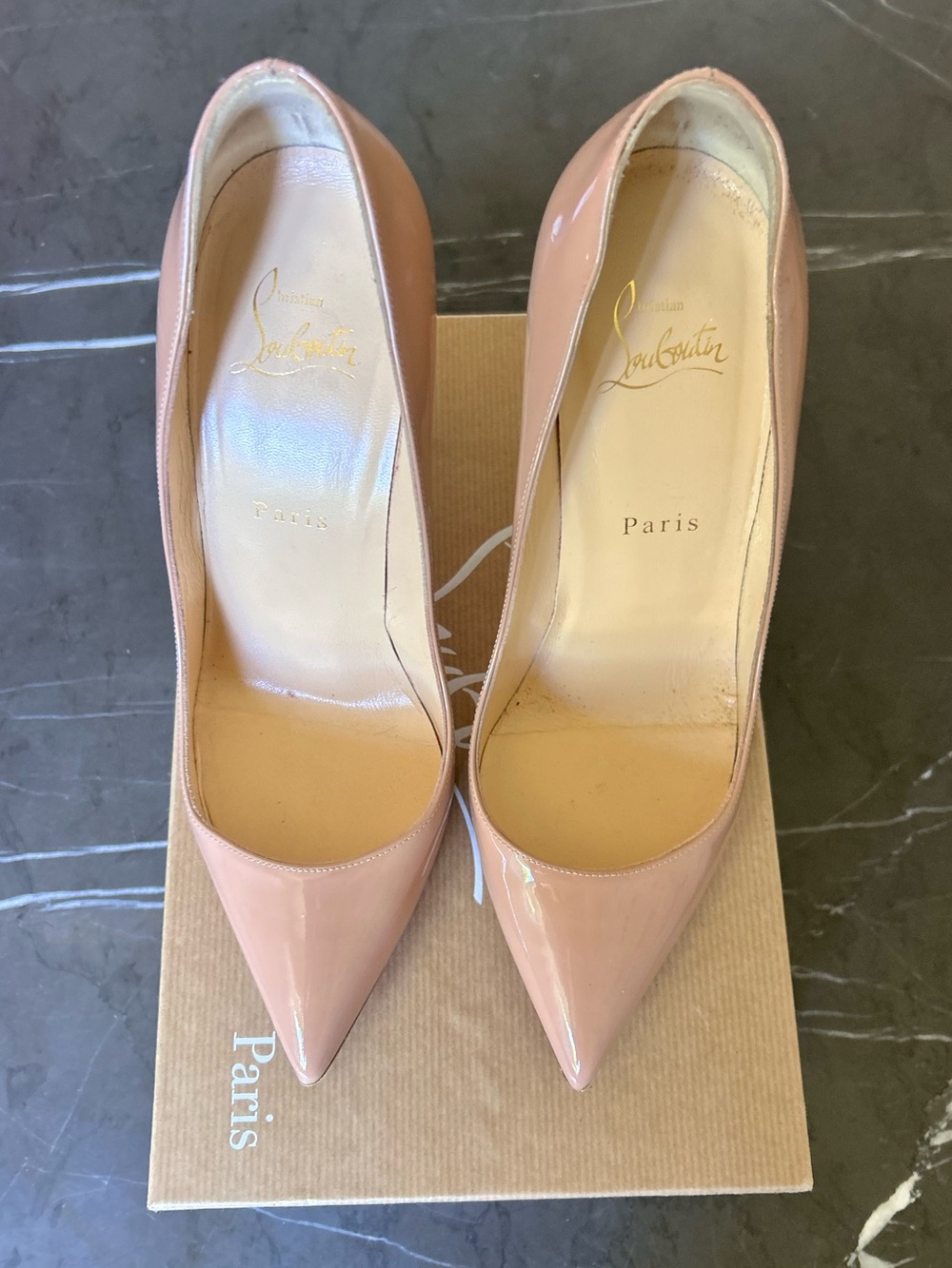 Christian Louboutin Blush Patent Pointed-Toe Pumps